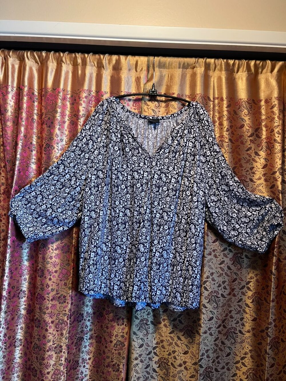 JNY Jones New York women's Navy/floral 3/4 sleeve